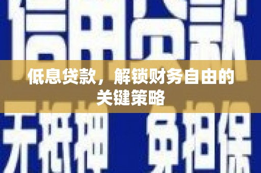 孝南低息贷款，解锁财务自由的关键策略