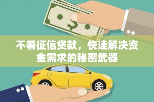 孝南不看征信贷款，快速解决资金需求的秘密武器