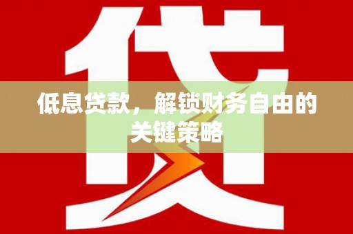 孝南低息贷款，解锁财务自由的关键策略